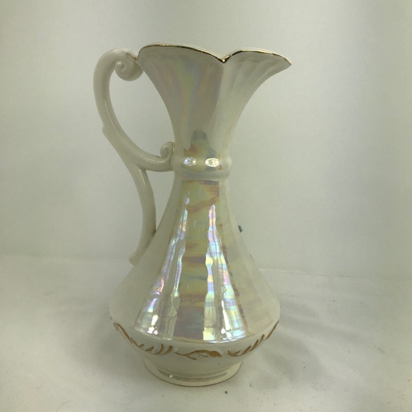 Vintage Cream Lusterware Capodemonte Pitcher - Picture 6 of 8